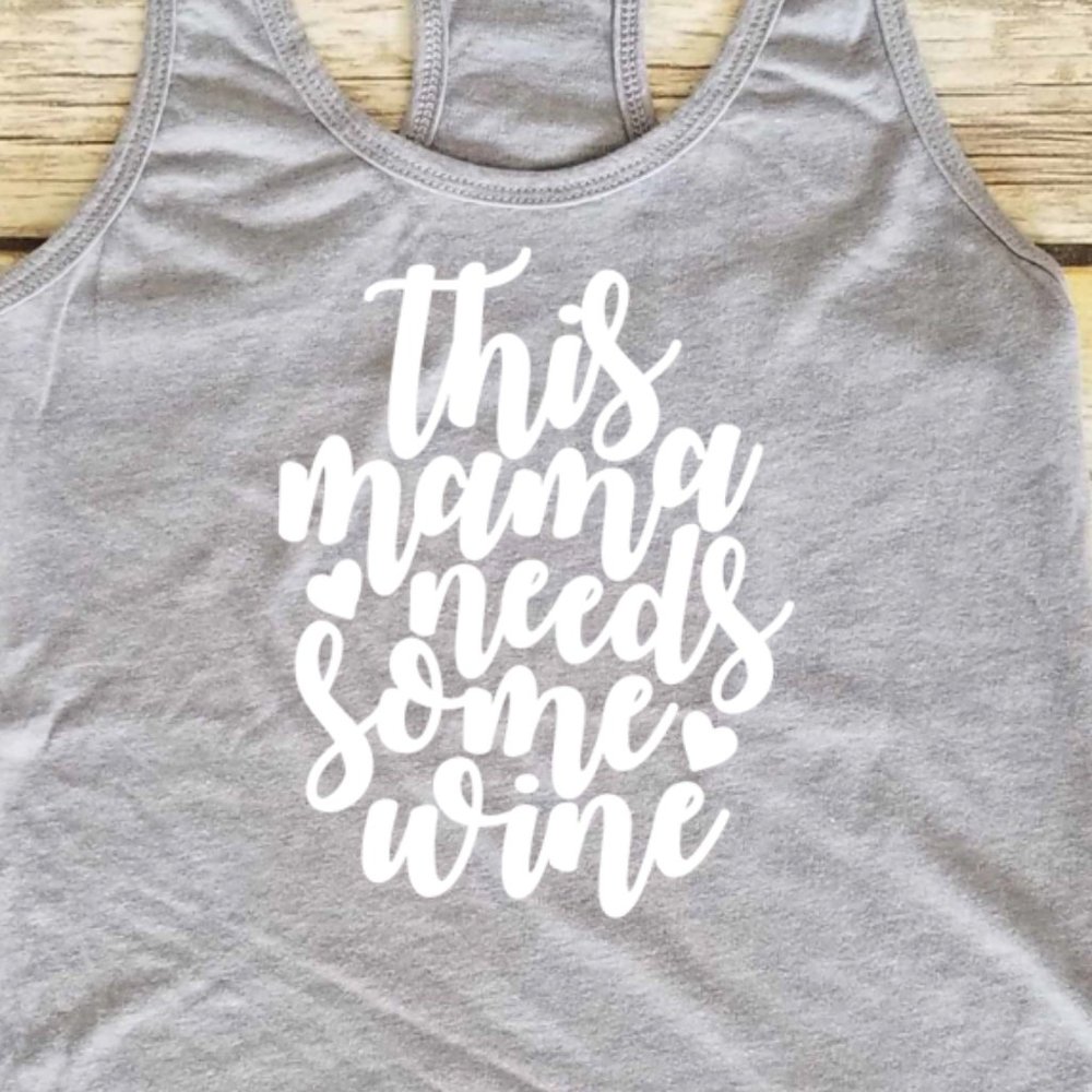 This Mama needs Some Wine - ladies Racerback Tank Top